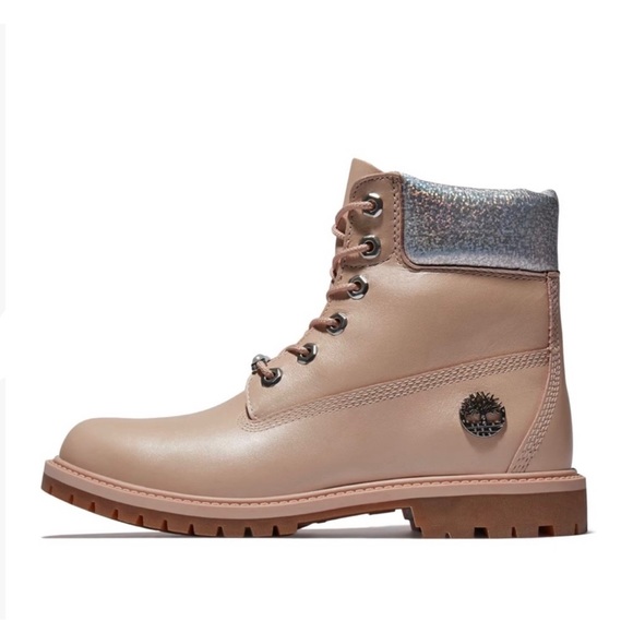 Womens Timberland 6" Metallic Collar Premium Boot - Cameo Rose / Silver - Picture 3 of 15